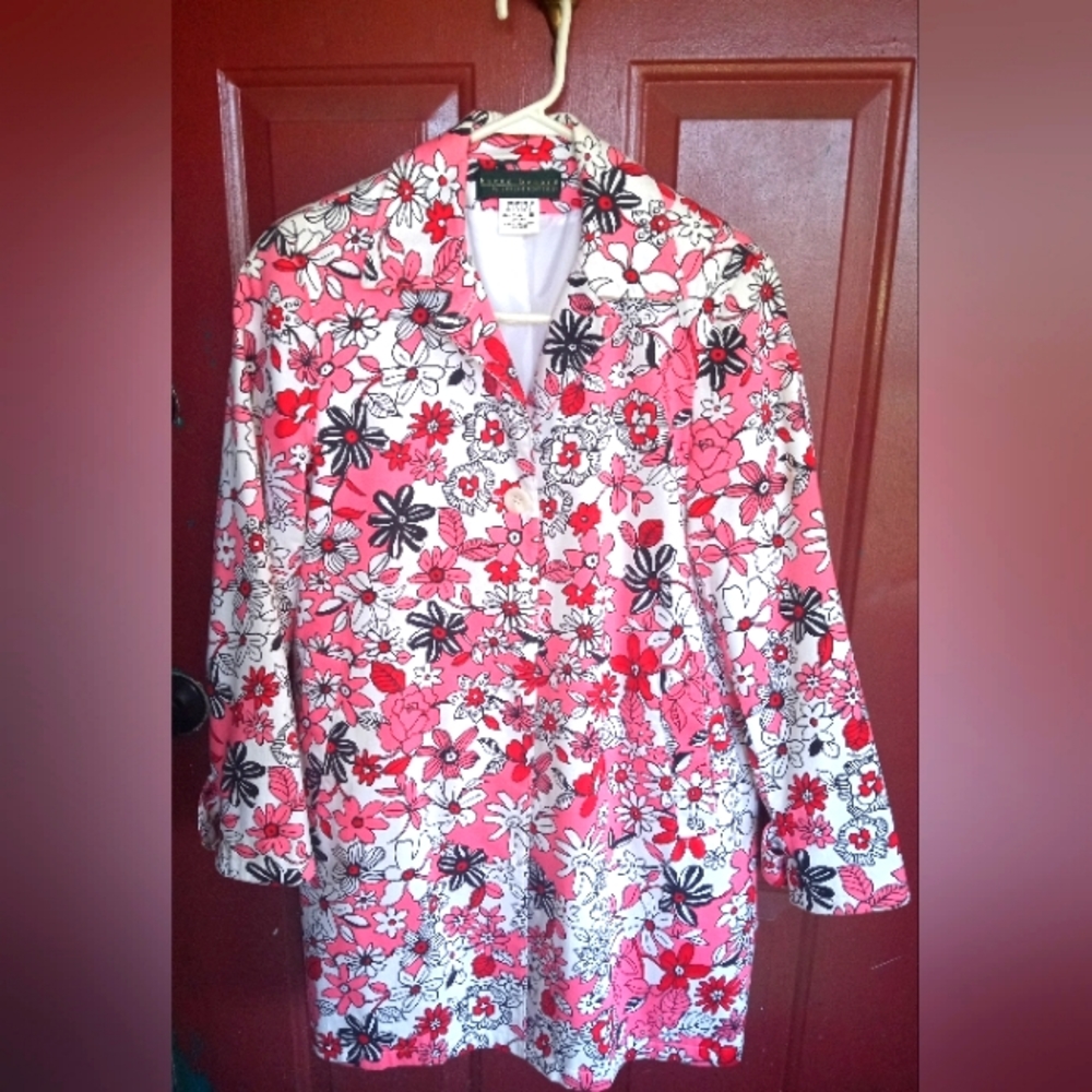 Harve Benard Floral Printed Fully Lined Buttoned Front Blazer Jacket